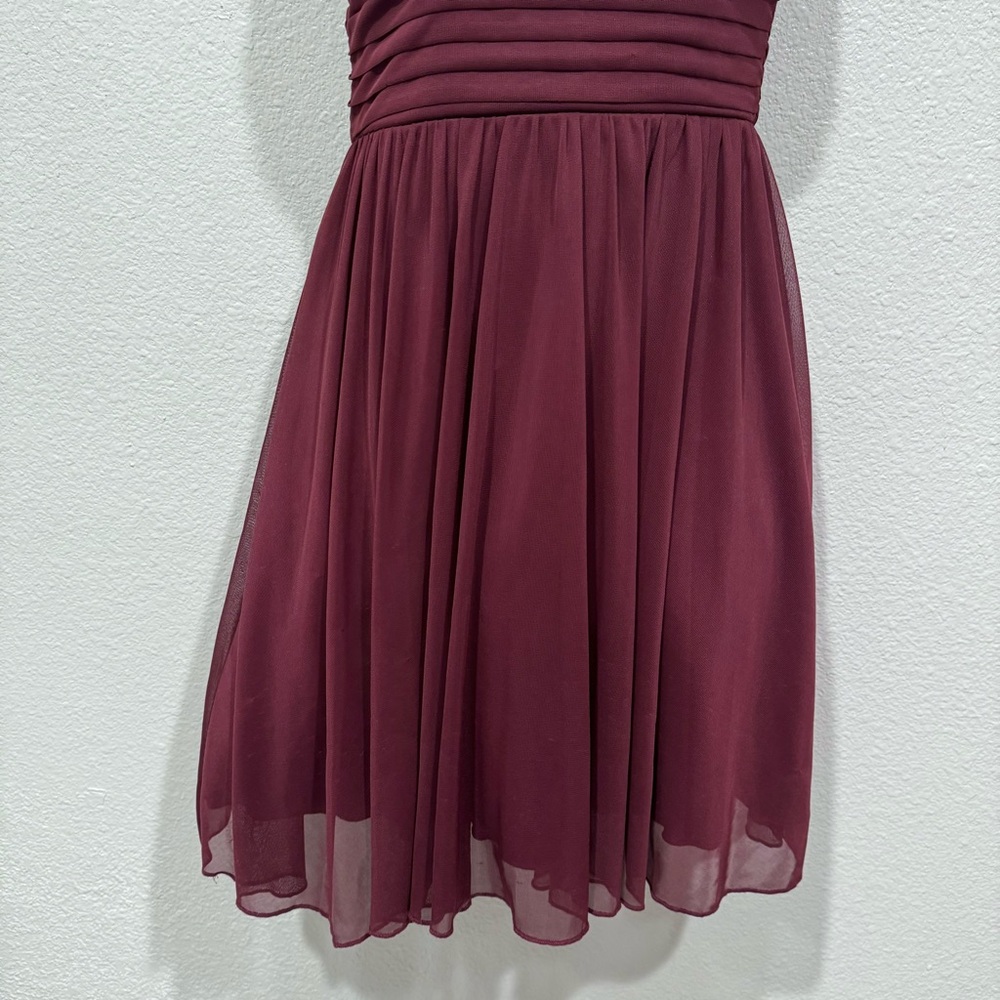 speechless maroon red halter sequin beaded neck a line fit & flare party dress - Picture 3 of 10